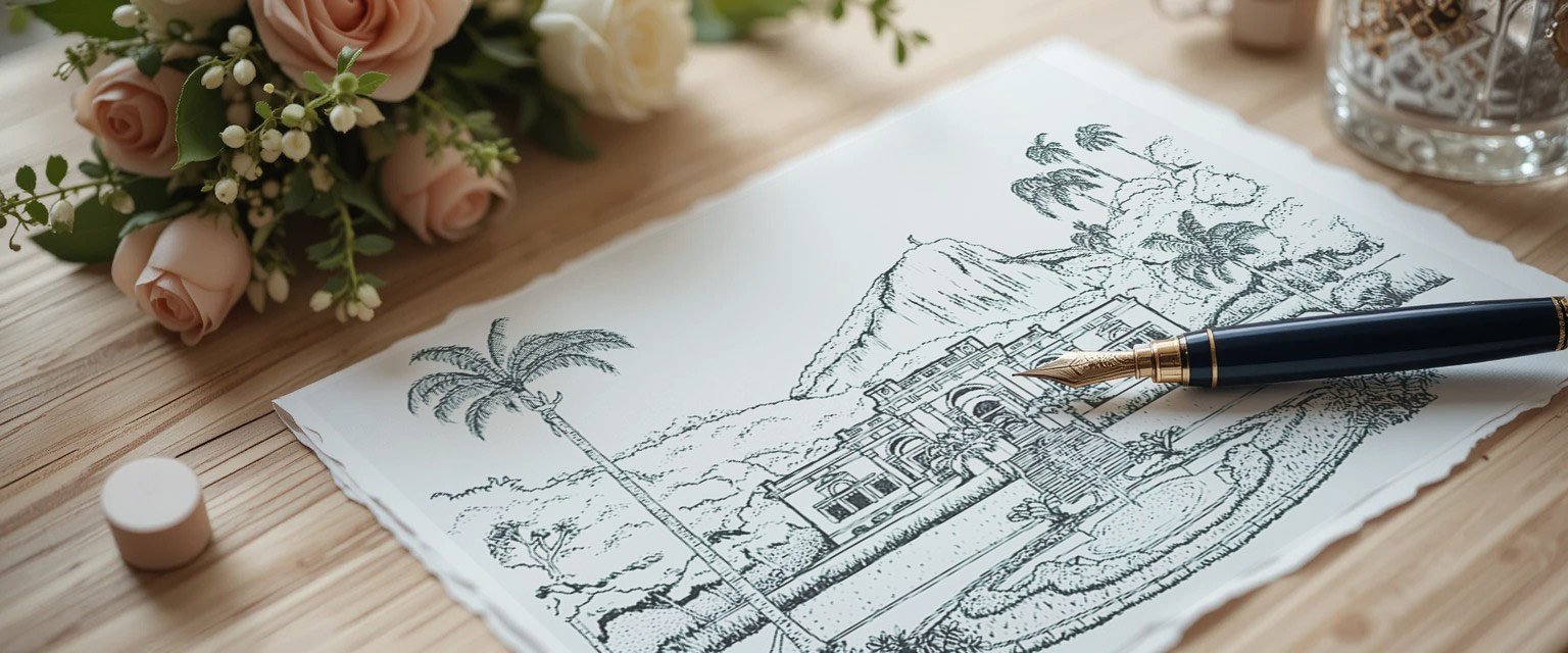 nanquim personalizado para convite de casamento