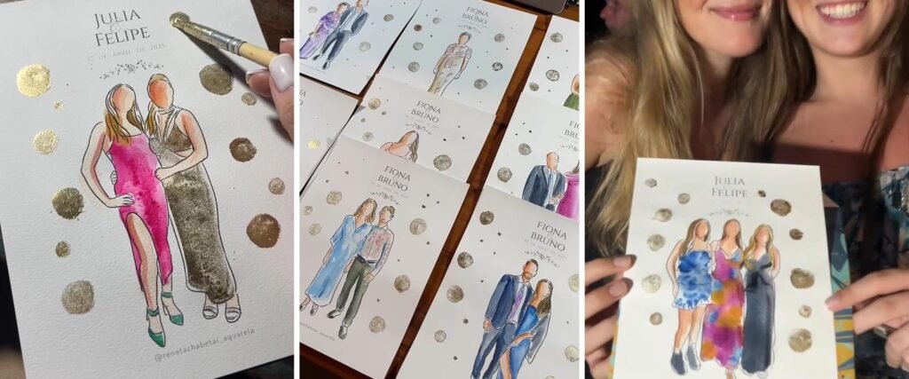 Pintura Aquarela ao Vivo em Casamento