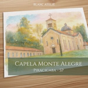 Aquarela Paisagem para Casamento - Capela Monte Alegre Piracicaba SP