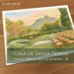 Aquarela Paisagem para casamento sob medida Casa de Santa Teresa Corcovado Rio de Janeiro RJ