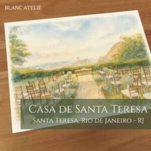 Aquarela Paisagem para casamento sob medida Casa de Santa Teresa Rio de Janeiro RJ