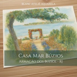 Aquarela Paisagem para Casamento Casa Mar Armação dos Búzios - RJ