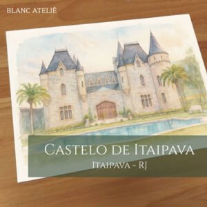 Aquarela paisagem para casamentos - Castelo de Itaipava RJ