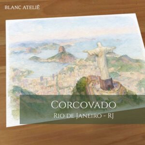 Aquarela paisagem para casamentos - Corcovado - Cristo Redentor - Pão de Açucar - Rio de Janeiro RJ