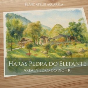 Aquarela Paisagem Casamento Haras Pedra do Elefante Areal Pedro do Rio RJ