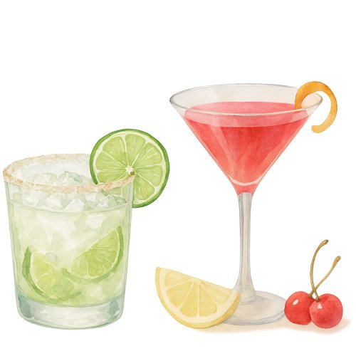 aquarela bebidas drinks personalizado para casamento