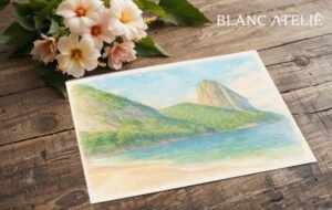 Aquarela Paisagem Rio de Janeiro Pão de Açucar Praia Vermelha