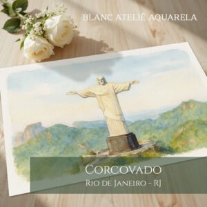 Blanc Atelie Aquarela Paisagem para Casamento Corcovado Cristo Redentor Rio de Janeiro RJ
