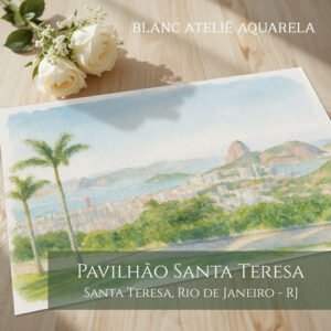Blanc Atelie Aquarela Paisagem para Casamento Pão de Açucar Corcovado Cristo Redentor RJ
