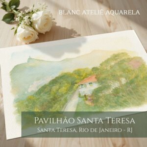 Blanc Atelie Aquarela Paisagem para Casamento Pavilhão Santa Teresa Corcovado Cristo Redentor RJ