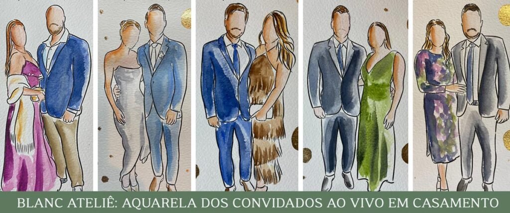 Pintura Aquarela ao vivo Casamento Ilustração Convidados