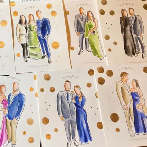 AQUARELA DOS PADRINHOS DE CASAMENTO​