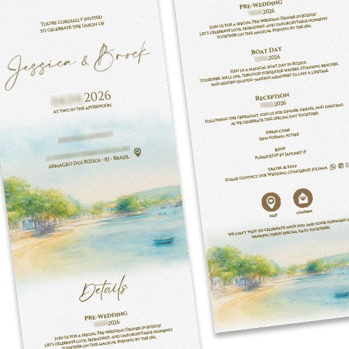 Convite Casamento Aquarela pdf interativo com links whatsapp