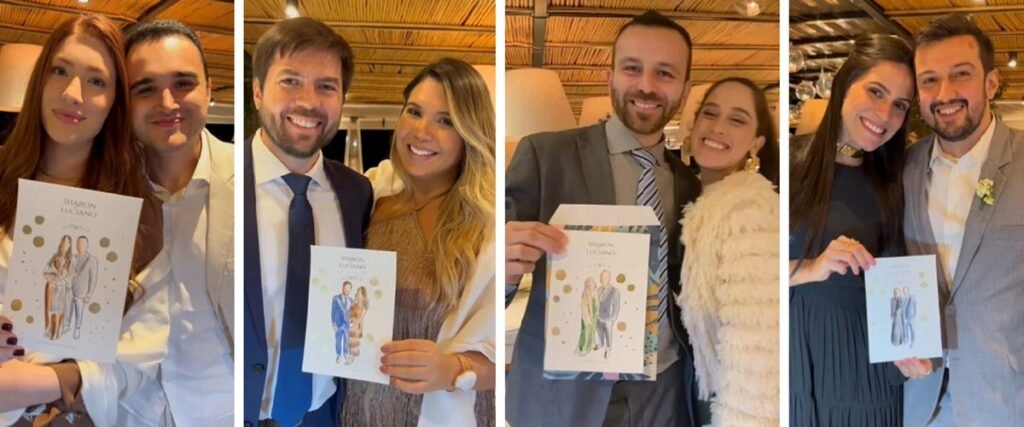 Pintura Aquarela ao vivo Casamento Ilustração Convidados