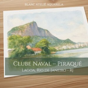 Aquarela paisagem casamento Clube Naval Piraquê Lagoa Rio de Janeiro RJ