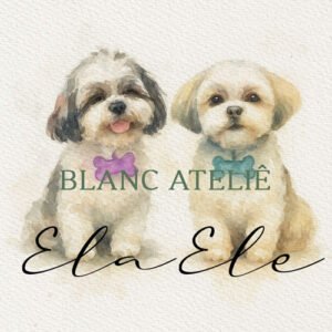 aquarela pet personalizada casamento shih tzu watercolor