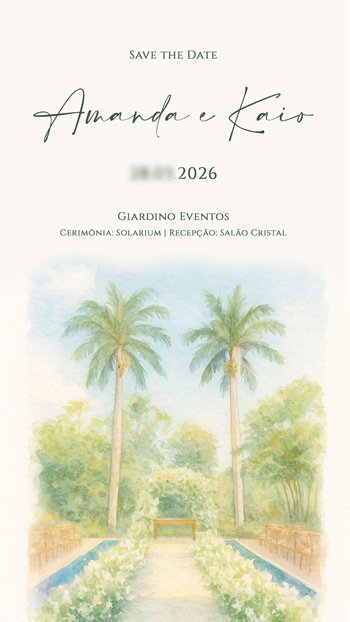 Save the Date Digital Aquarela Casamento no Campo