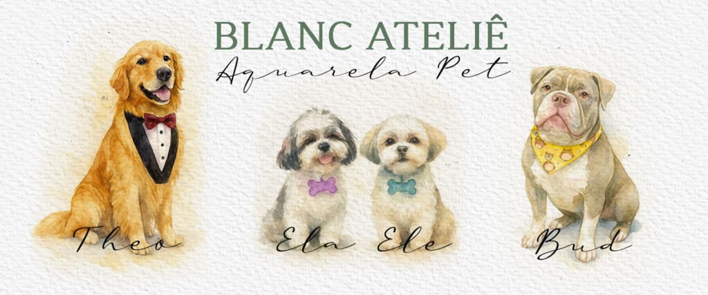 aquarela pet personalizada casamento
