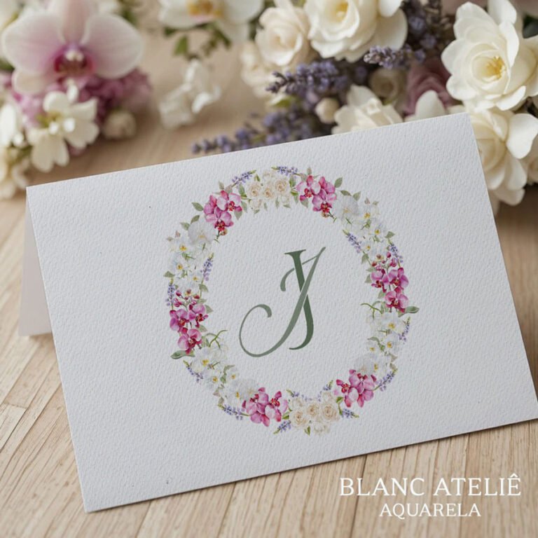 Monograma Casamento Aquarela Florais Iniciais Noivos Personalizado