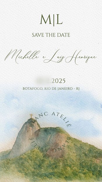 Save the Date Digital Aquarela Casamento Rio de Janeiro RJ