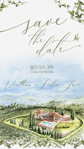 Save the Date Digital Aquarela Casamento na Serra São Paulo SP