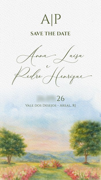 Save the Date Digital Aquarela Casamento na Serra Vale dos Desejos RJ