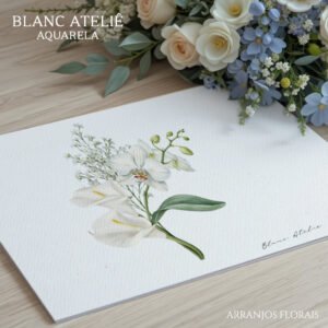 Florais e arranjos em aquarela digital para casamento