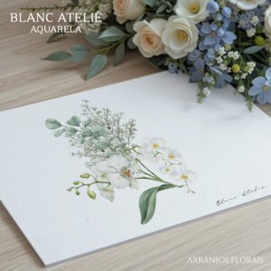 Flores e Arranjos Florais em aquarela digital para casamento