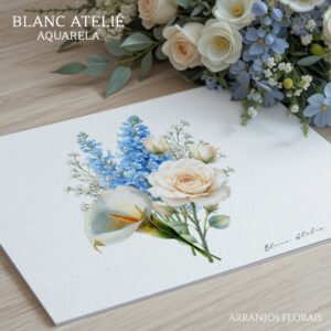 Flores e Arranjos Florais em aquarela digital para casamento