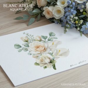 Flores e Arranjos Florais em aquarela digital para casamento