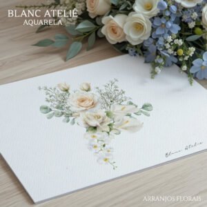 Flores e Arranjos Florais em aquarela digital para casamento