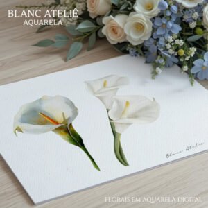 Flores e Arranjos Florais em aquarela digital para casamento