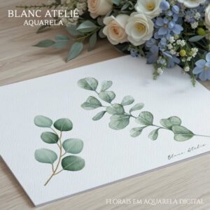 Flores e Arranjos Florais em aquarela digital para casamento