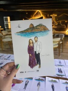 Aquarela ao Vivo dos Convidados Evento Empresa - BB Corporate - Pão de Açucar - Rio de Janeiro - RJ