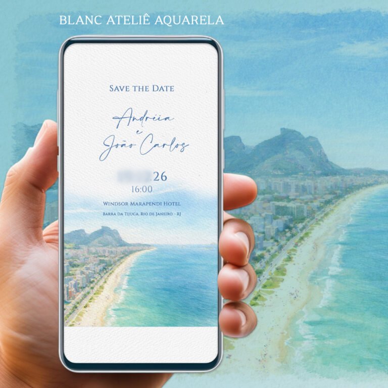 Save the Date Digital para Casamento em Aquarela