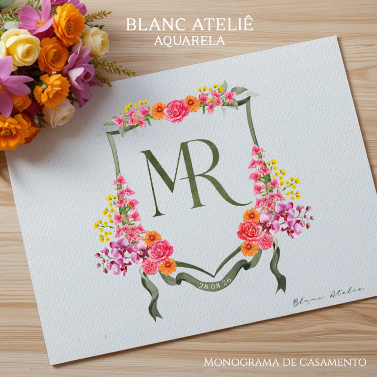 Monograma para Casamento em Aquarela Digital
