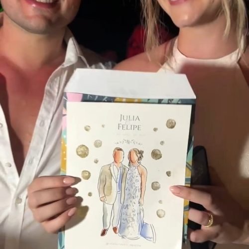 Pintura em Aquarela ao vivo dos convidados em casamento