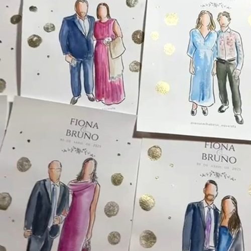 Pintura ao Vivo em Casamento Aquarela dos Convidados