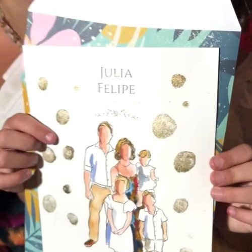 Pintura ao Vivo em Casamento com Aquarela dos Convidados