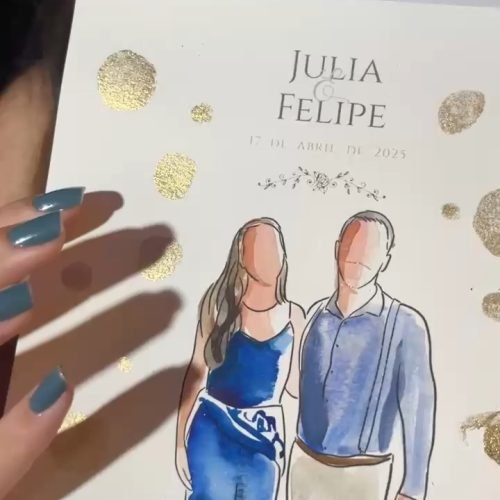 Aquarela ao vivo casamento